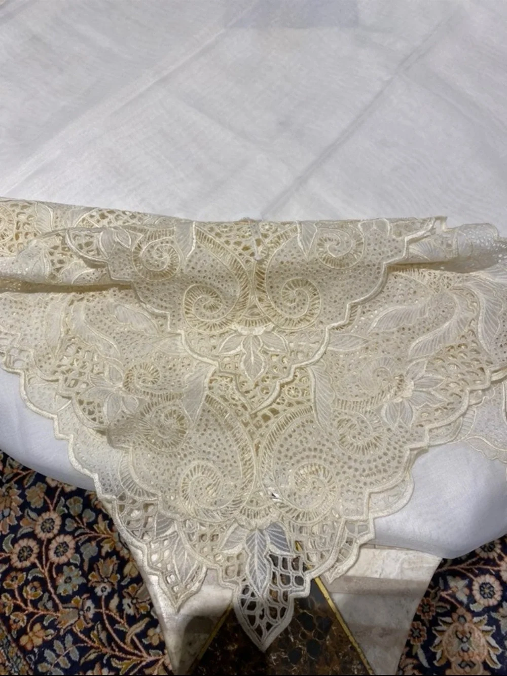 Vintage Tablecloth 72”x94” ecru/ cream